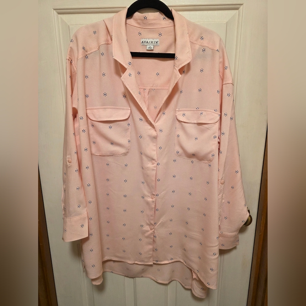 Ava & Viv Light Pink Button-Down Shirt Size 3x EUC - Picture 2 of 9